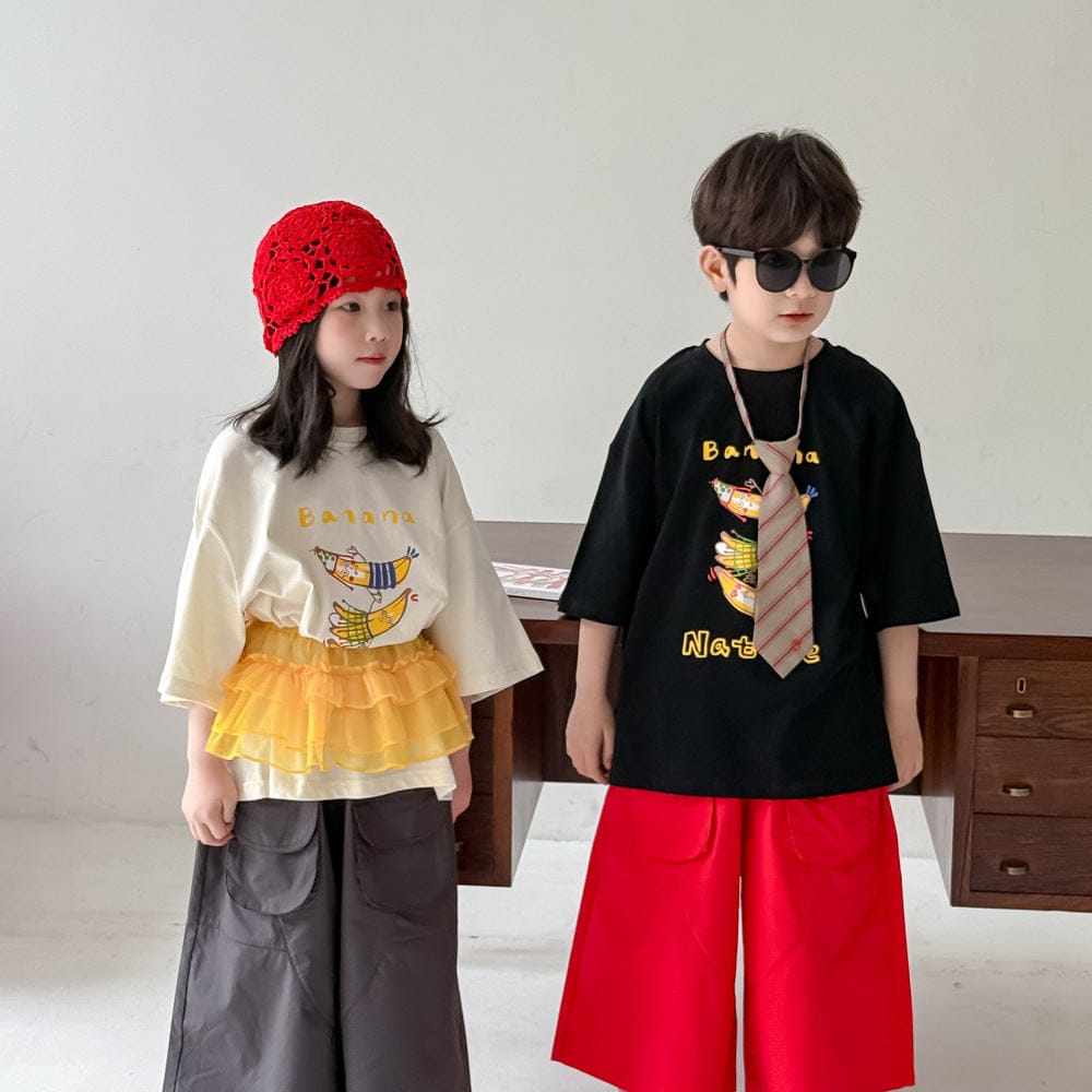 半袖Tシャツ レターバナナプリント半袖Tシャツ【mh0010056】