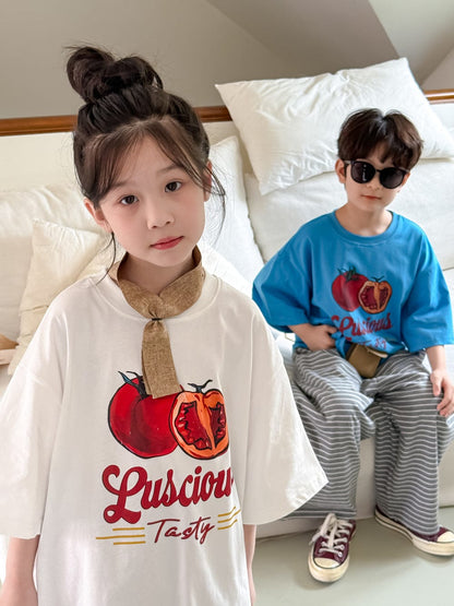 半袖Tシャツ トマトプリント半袖Tシャツ【mh0010058】