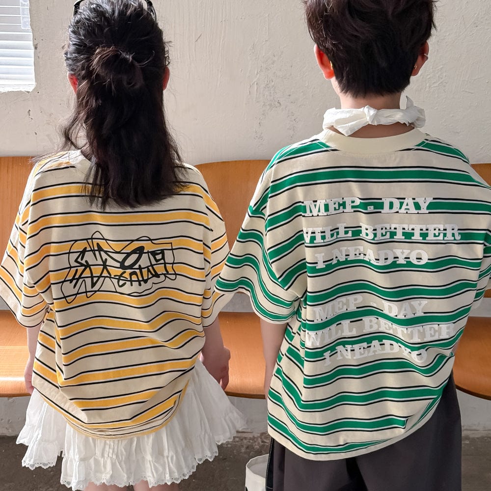 半袖Tシャツ バックレターロゴボーダー半袖Tシャツ【mh0010059】