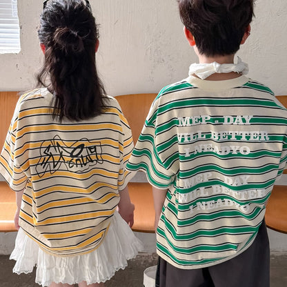 半袖Tシャツ バックレターロゴボーダー半袖Tシャツ【mh0010059】