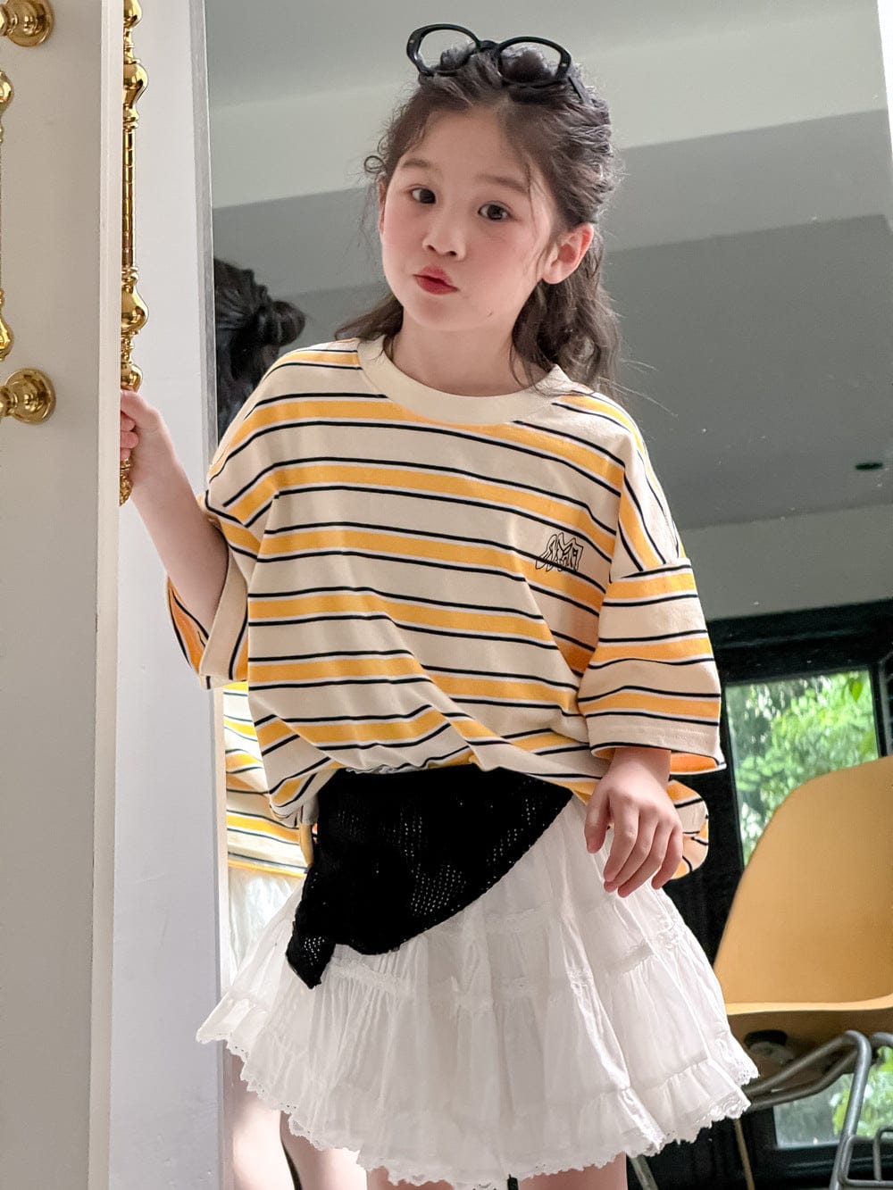 半袖Tシャツ バックレターロゴボーダー半袖Tシャツ【mh0010059】