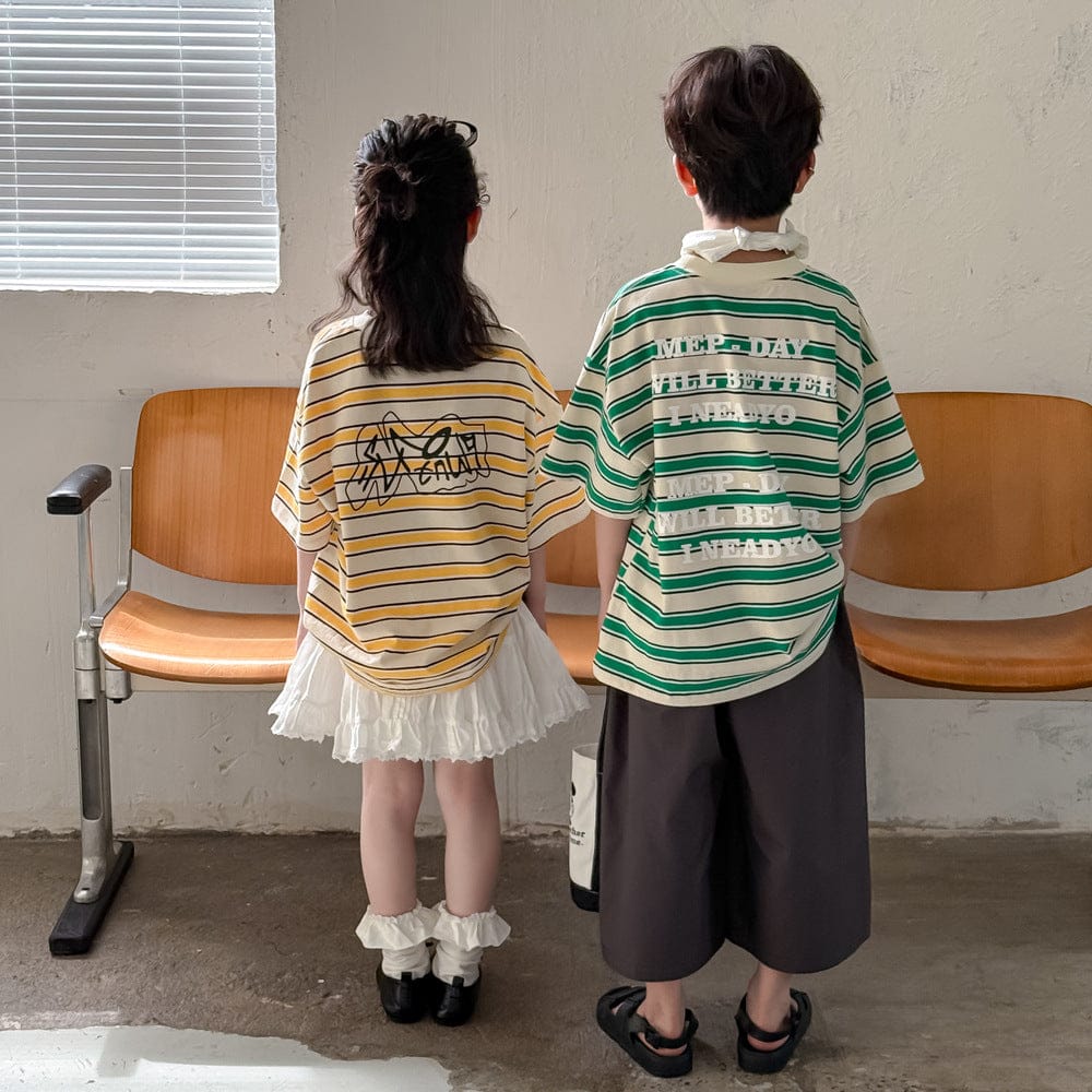 半袖Tシャツ バックレターロゴボーダー半袖Tシャツ【mh0010059】