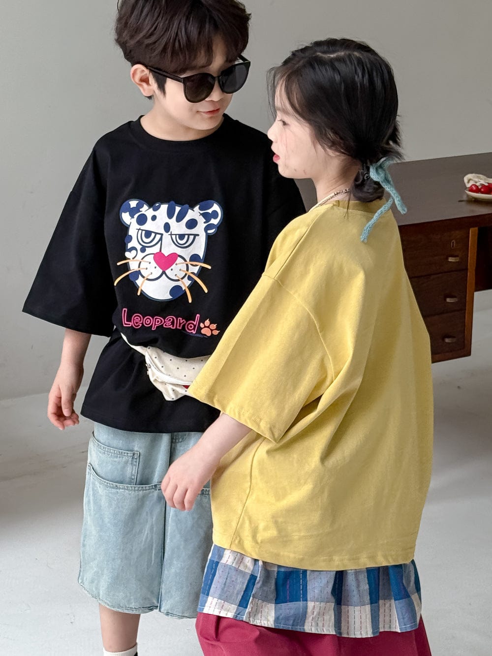 半袖Tシャツ レオパードプリント半袖Tシャツ【mh0010060】