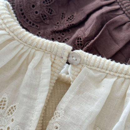 長袖Tシャツ フラワーフリル襟長袖Tシャツ キッズカットソー【mh0010958】