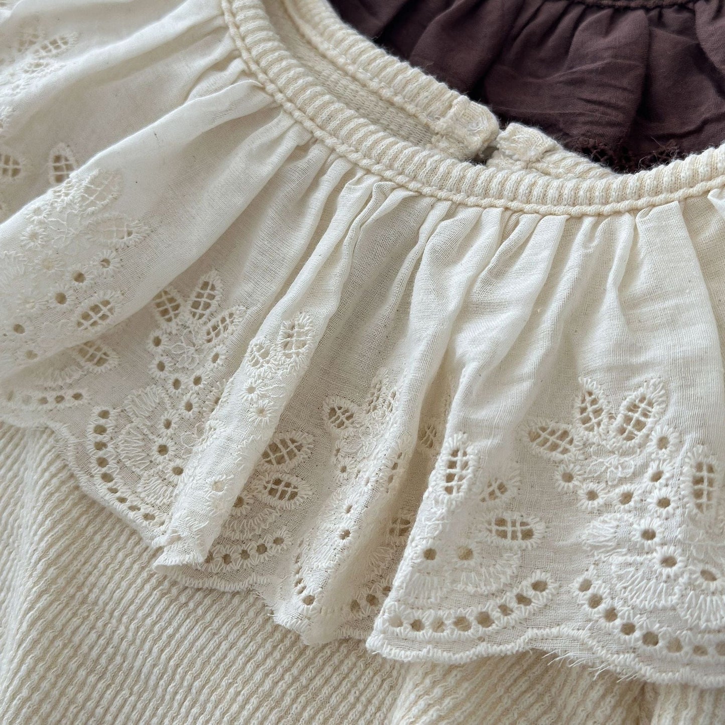 長袖Tシャツ フラワーフリル襟長袖Tシャツ キッズカットソー【mh0010958】