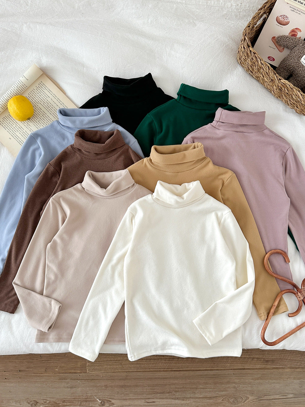 長袖Tシャツ 長袖Tシャツ キッズ ハイネック 無地 ベーシック くすみカラー トップス【mh0011664】