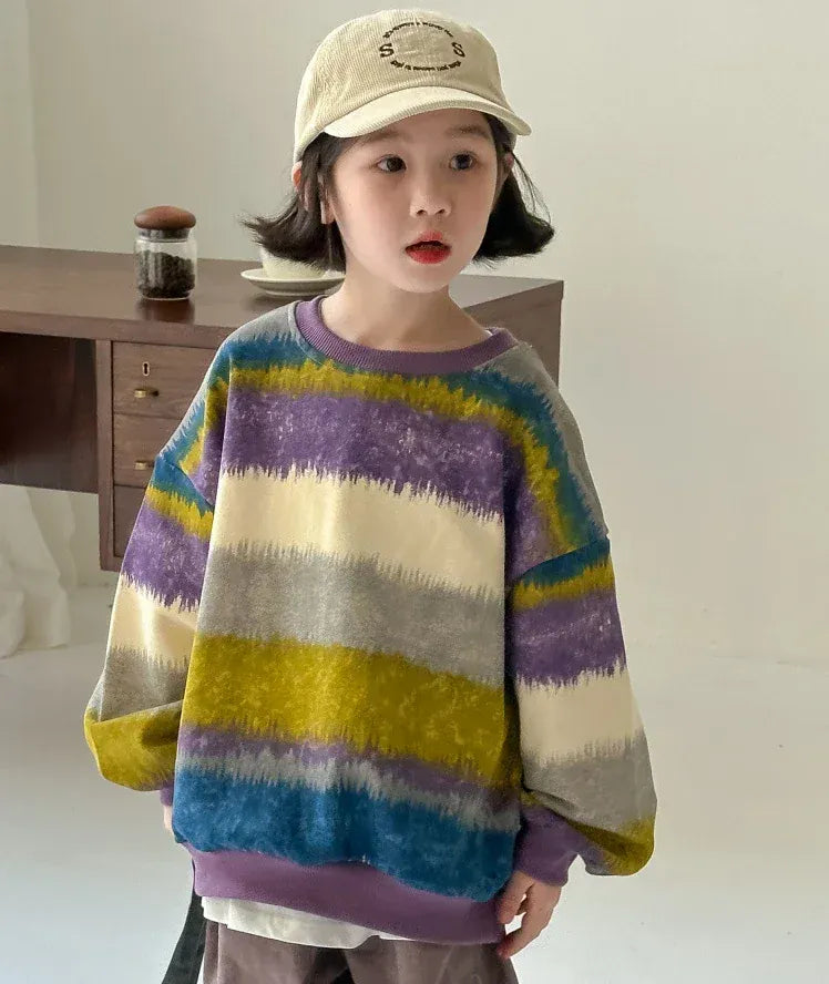 長袖Tシャツ Yellow / 90cm 1-2y キッズトップス カラフルボーダー長袖Tシャツ 2カラー【mh0007130】