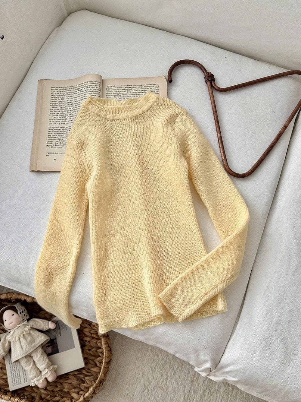 長袖Tシャツ Yellow / 90cm 韓国風タートルネックリブニットプルオーバー/セータ【mh0010768】