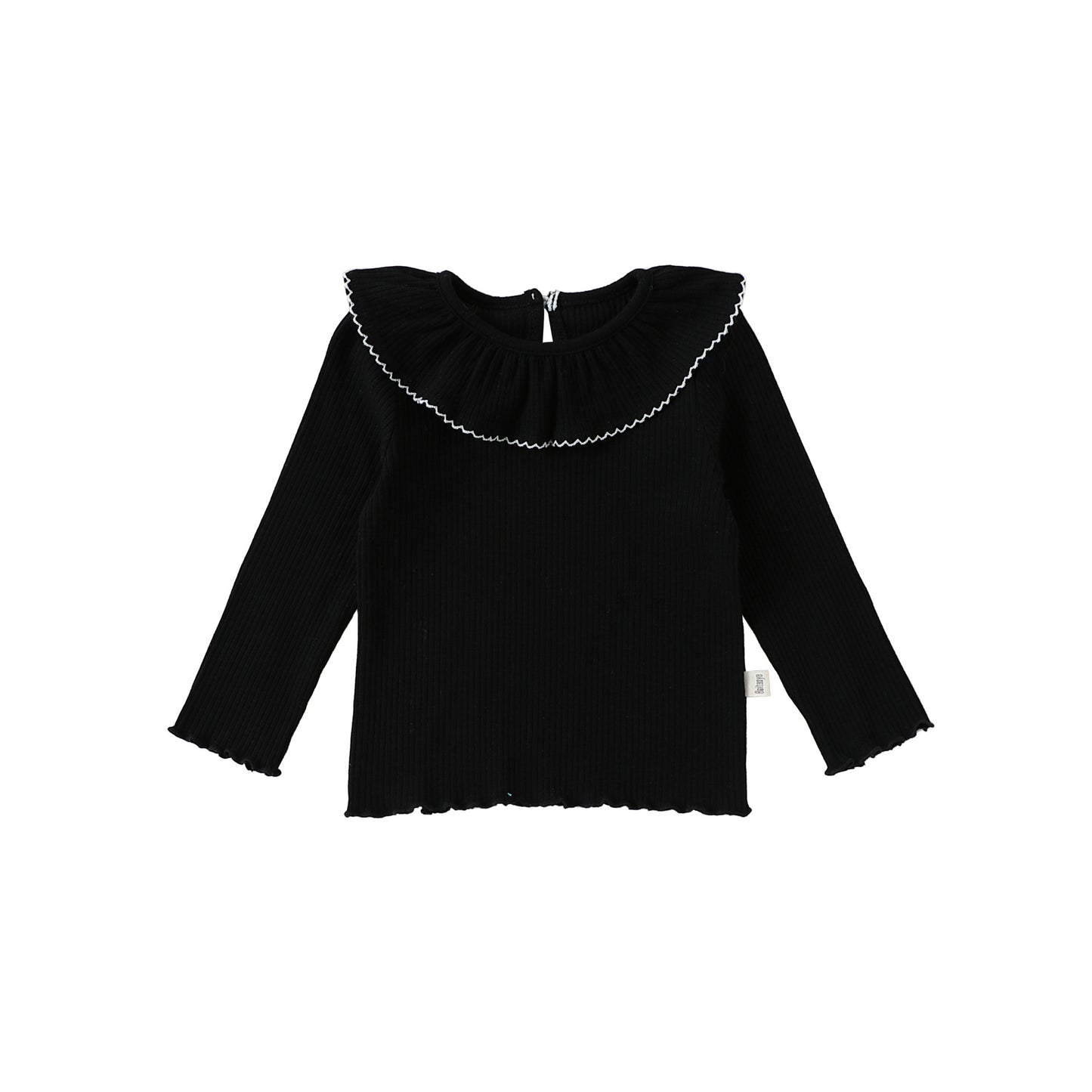 Lace Collar Cotton T-shirt レース襟 長袖Tシャツ【mh0012339】 73CM / Black lace collar mamahalo shop