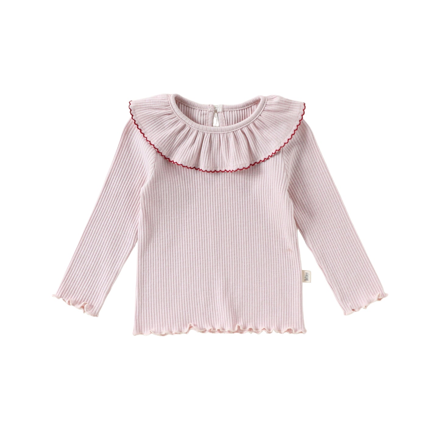 Lace Collar Cotton T-shirt レース襟 長袖Tシャツ【mh0012339】 73CM / Pink lace collar mamahalo shop