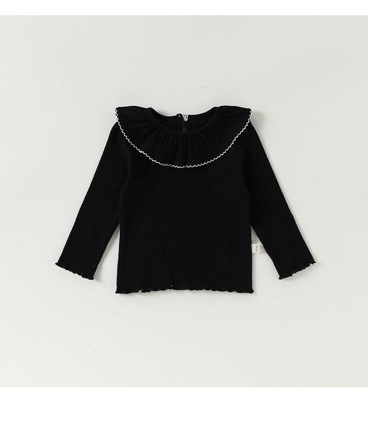 Lace Collar Cotton T-shirt レース襟 長袖Tシャツ【mh0012339】 Beitaoya