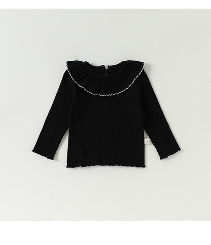 Lace Collar Cotton T-shirt レース襟 長袖Tシャツ【mh0012339】 Beitaoya