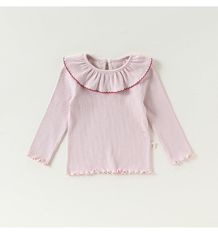 Lace Collar Cotton T-shirt レース襟 長袖Tシャツ【mh0012339】 Beitaoya