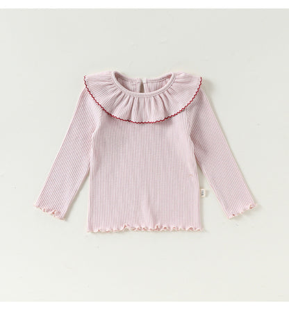 Lace Collar Cotton T-shirt レース襟 長袖Tシャツ【mh0012339】 Beitaoya