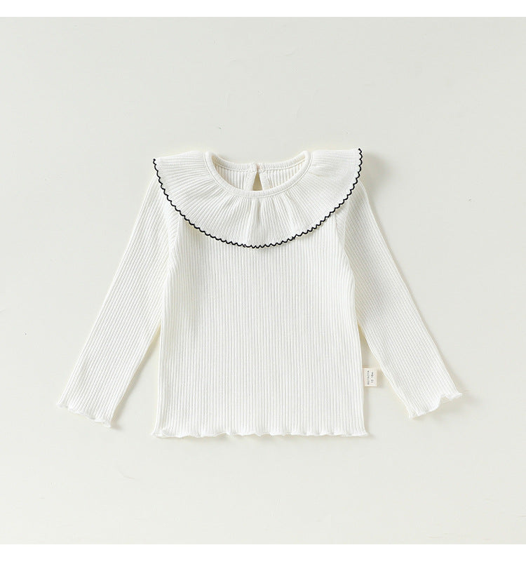 Lace Collar Cotton T-shirt レース襟 長袖Tシャツ【mh0012339】 Beitaoya
