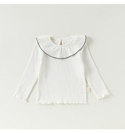 Lace Collar Cotton T-shirt レース襟 長袖Tシャツ【mh0012339】 Beitaoya