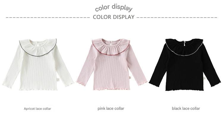 Lace Collar Cotton T-shirt レース襟 長袖Tシャツ【mh0012339】 Beitaoya