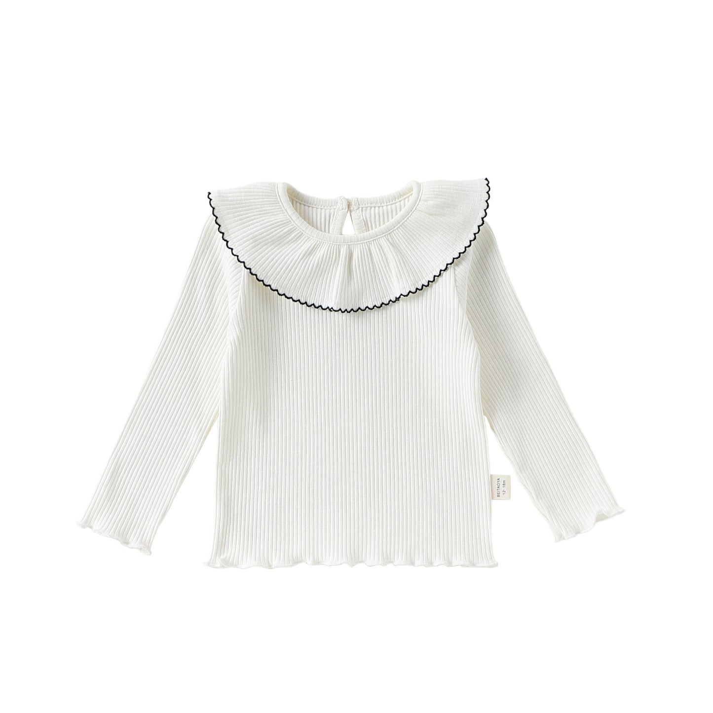 Lace Collar Cotton T-shirt レース襟 長袖Tシャツ【mh0012339】 mamahalo shop
