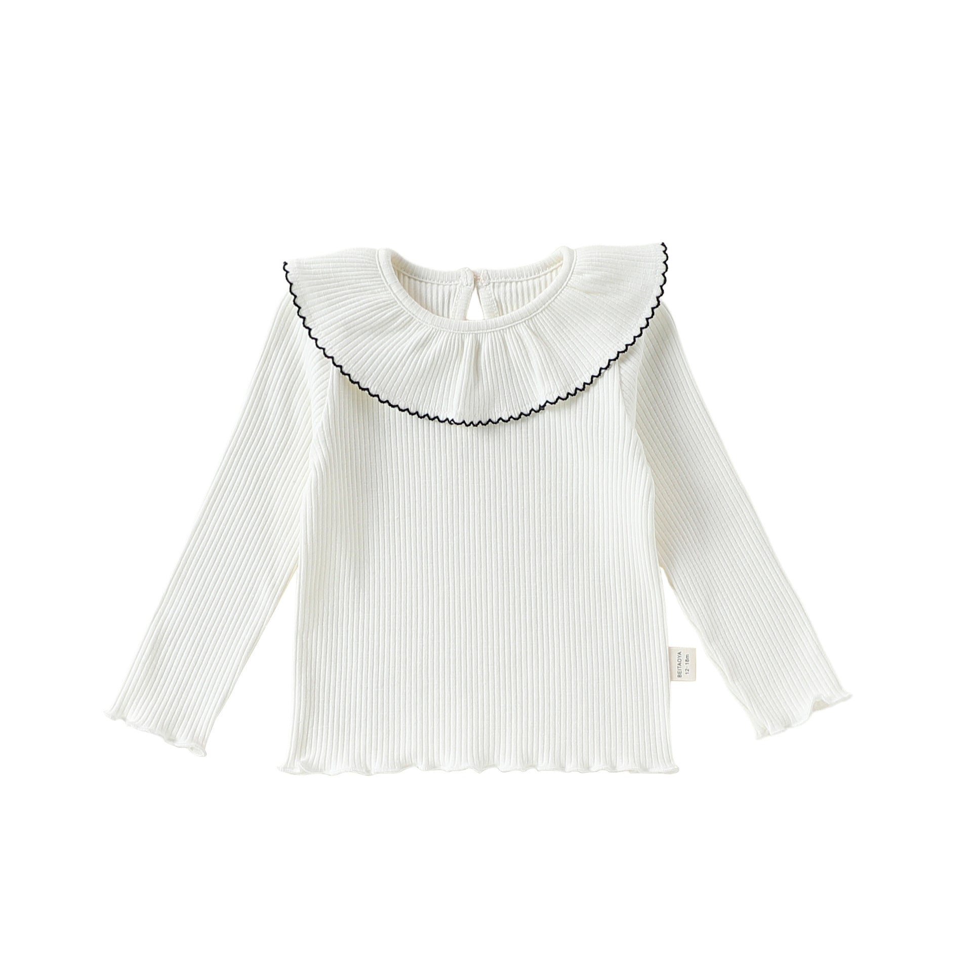 Lace Collar Cotton T-shirt レース襟 長袖Tシャツ【mh0012339】 mamahalo shop