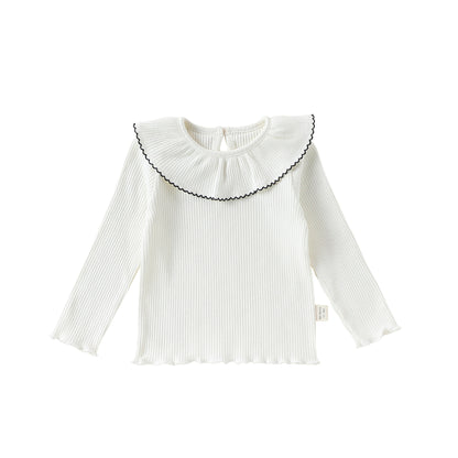 Lace Collar Cotton T-shirt レース襟 長袖Tシャツ【mh0012339】 mamahalo shop