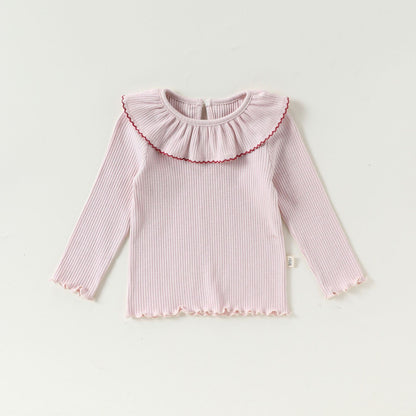 Lace Collar Cotton T-shirt レース襟 長袖Tシャツ【mh0012339】 mamahalo shop