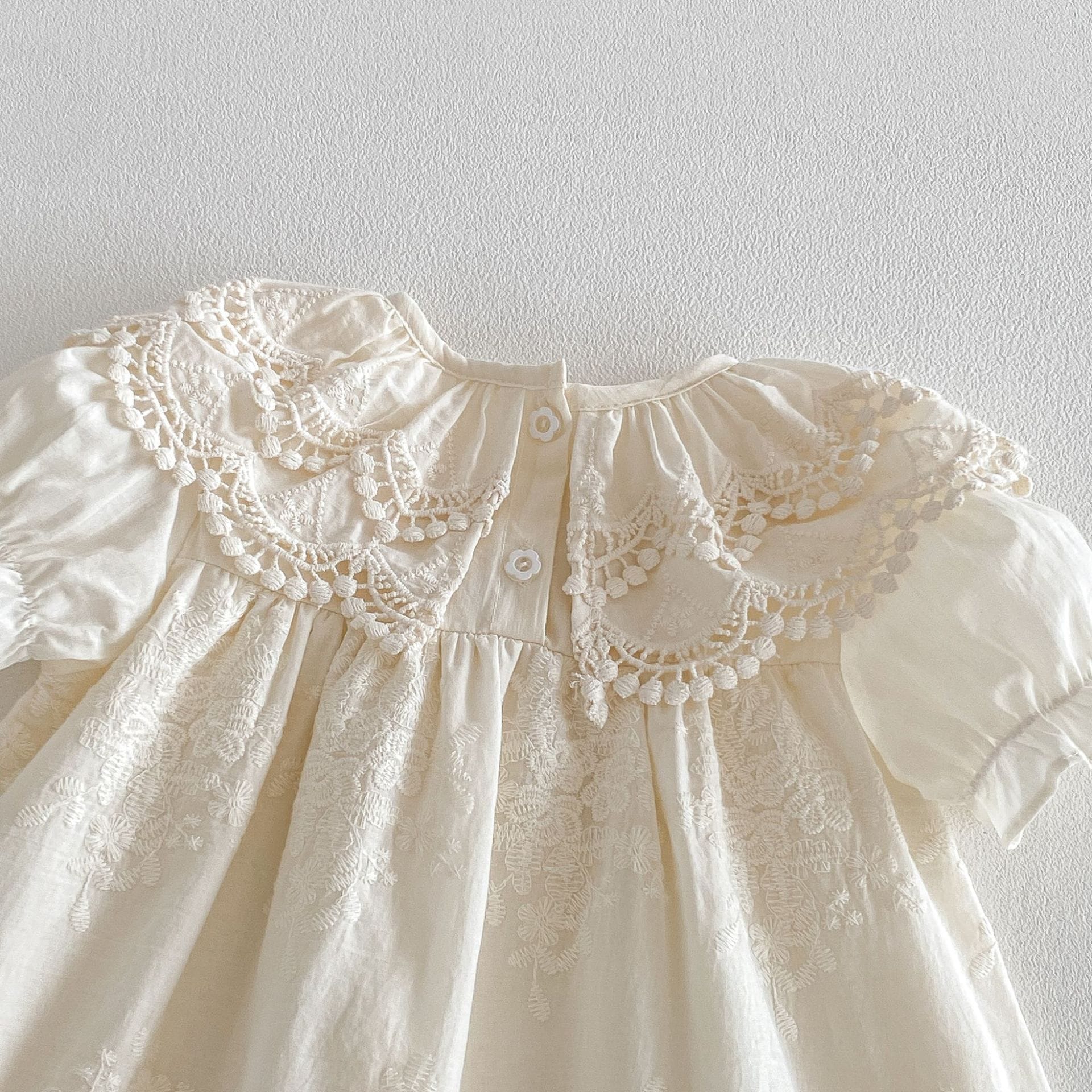Lace Collar Embroidery Dress レース襟 総刺繍 コットン 半袖ワンピース【mh0012707】 angou 半袖ワンピース