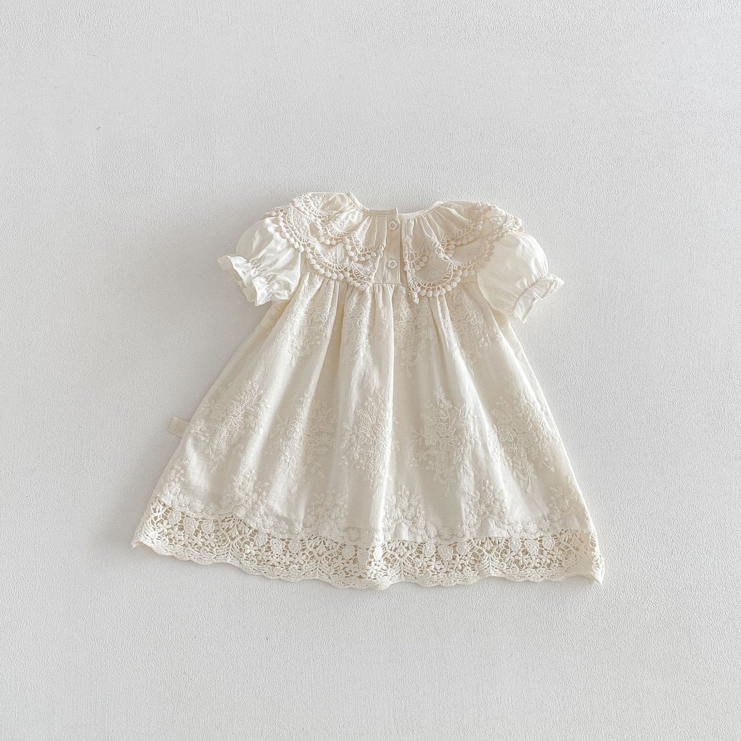 Lace Collar Embroidery Dress レース襟 総刺繍 コットン 半袖ワンピース【mh0012707】 angou 半袖ワンピース