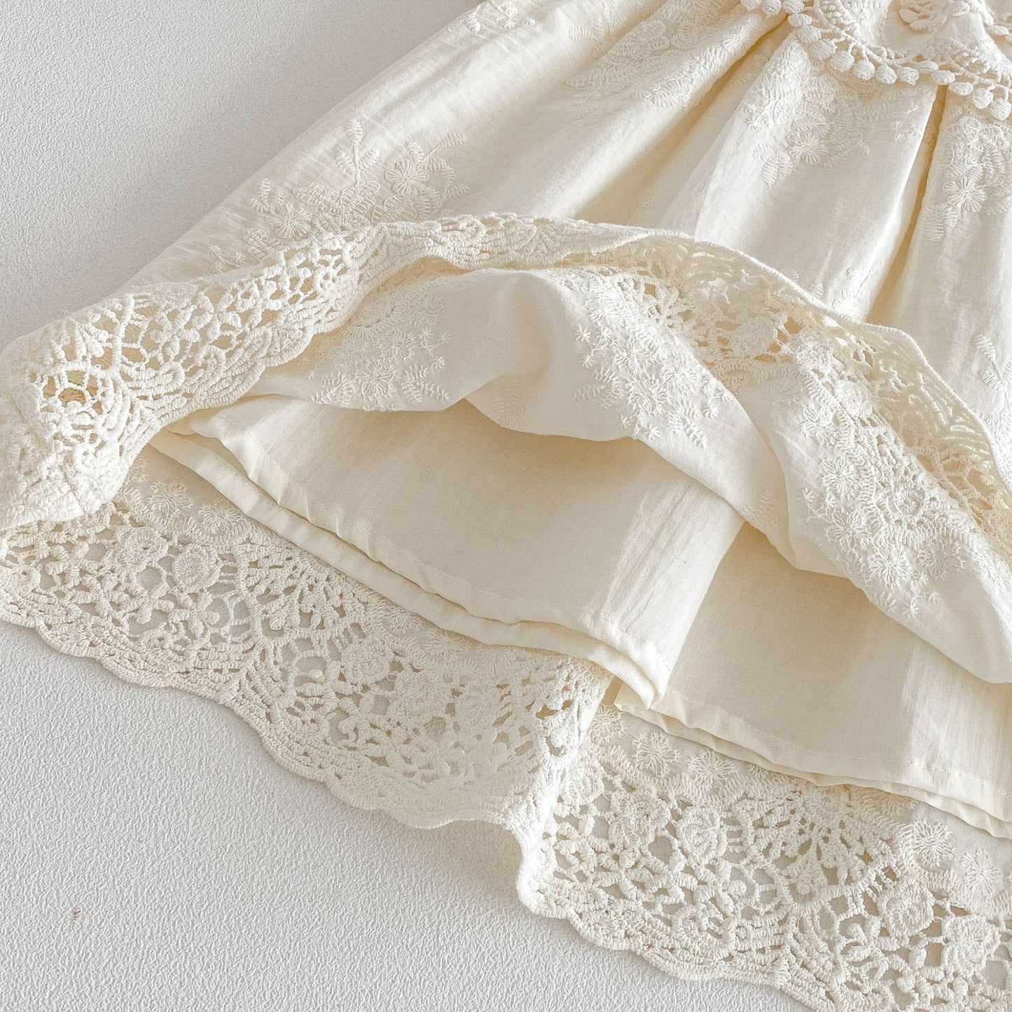 Lace Collar Embroidery Dress レース襟 総刺繍 コットン 半袖ワンピース【mh0012707】 angou 半袖ワンピース