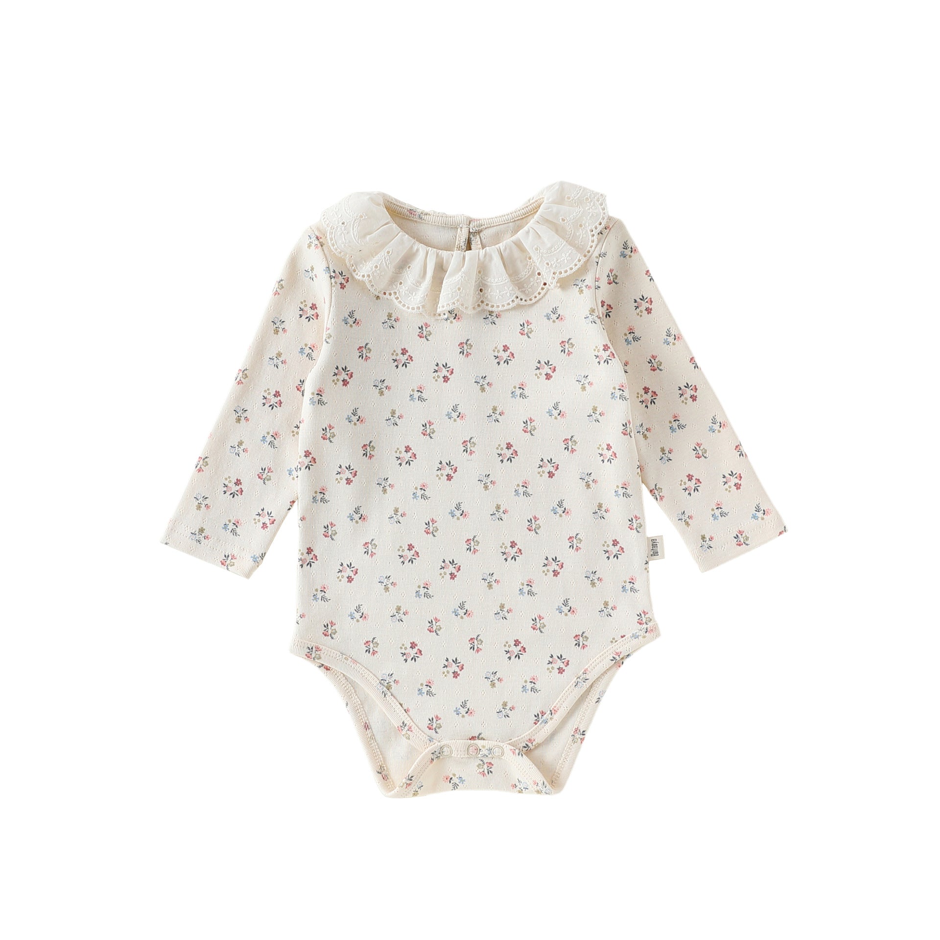 Lace Collar Floral Romper レースカラー 長袖ロンパース【mh0012328】 66cm / The bouquet is full of fart clothes mamahalo shop