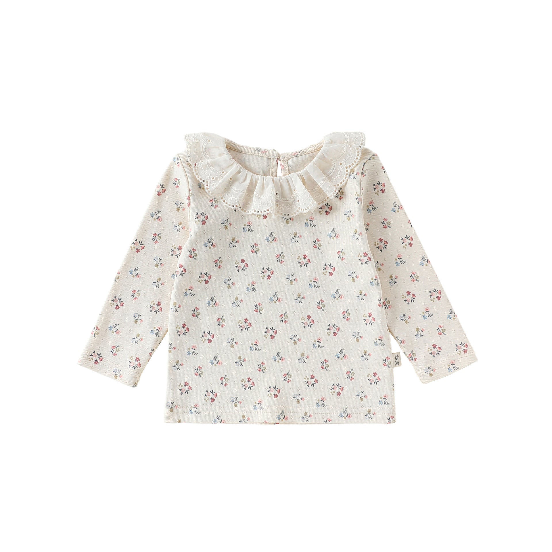 Lace Collar Floral Romper レースカラー 長袖ロンパース【mh0012328】 73CM / Bouquets of flowers spread over the top mamahalo shop