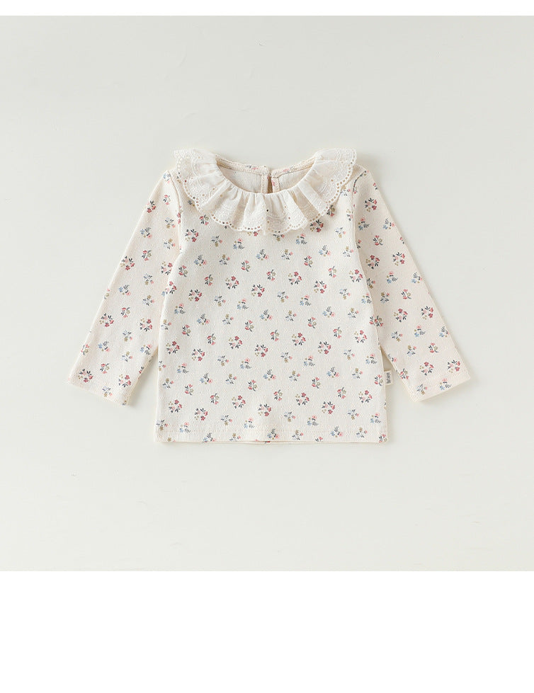 Lace Collar Floral Romper レースカラー 長袖ロンパース【mh0012328】 Beitaoya