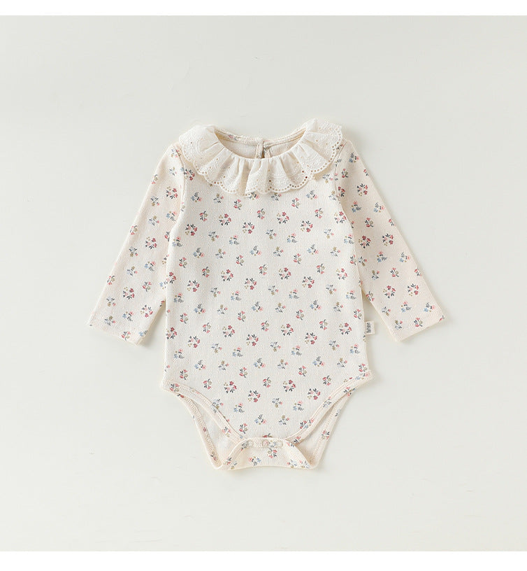 Lace Collar Floral Romper レースカラー 長袖ロンパース【mh0012328】 Beitaoya