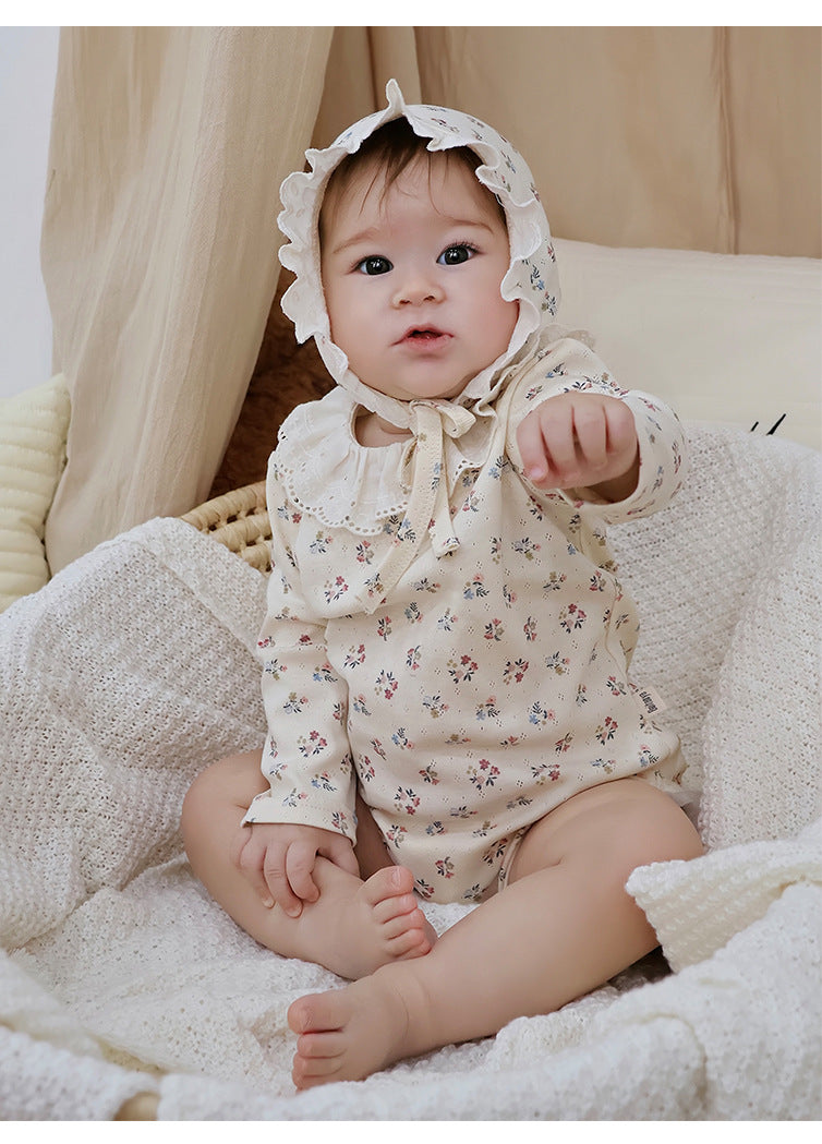 Lace Collar Floral Romper レースカラー 長袖ロンパース【mh0012328】 Beitaoya