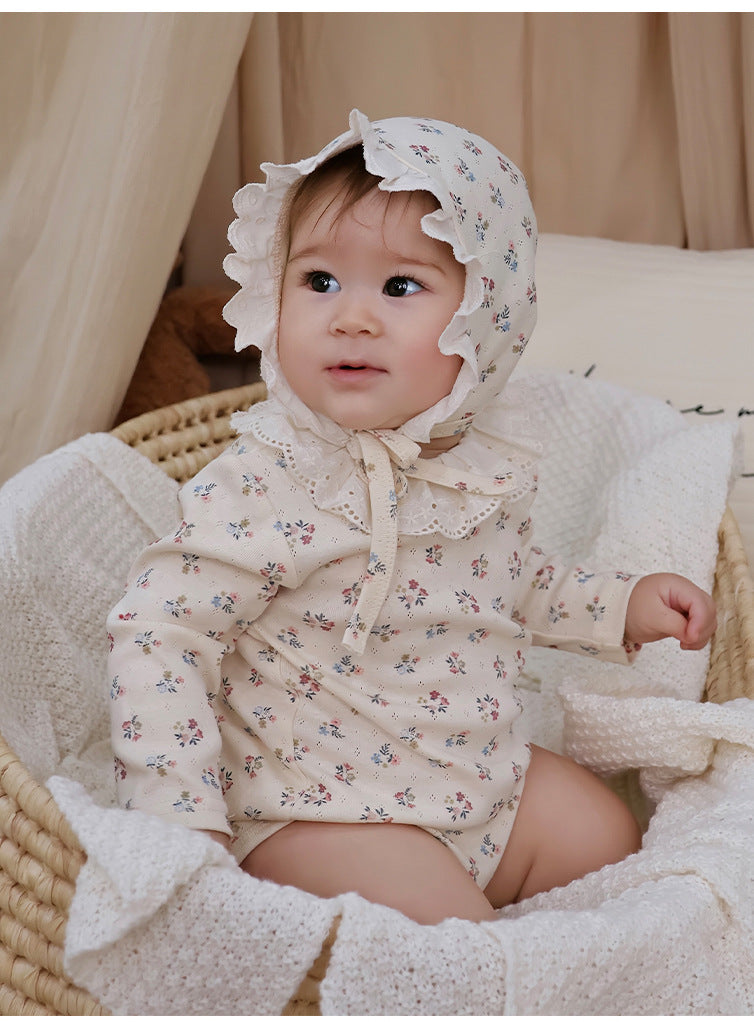 Lace Collar Floral Romper レースカラー 長袖ロンパース【mh0012328】 Beitaoya