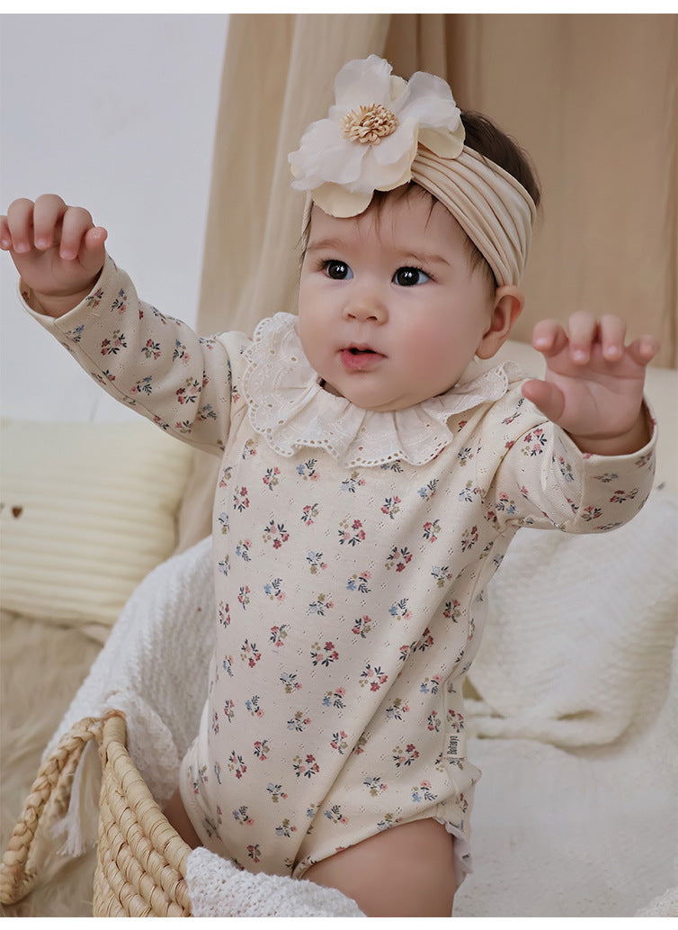 Lace Collar Floral Romper レースカラー 長袖ロンパース【mh0012328】 Beitaoya