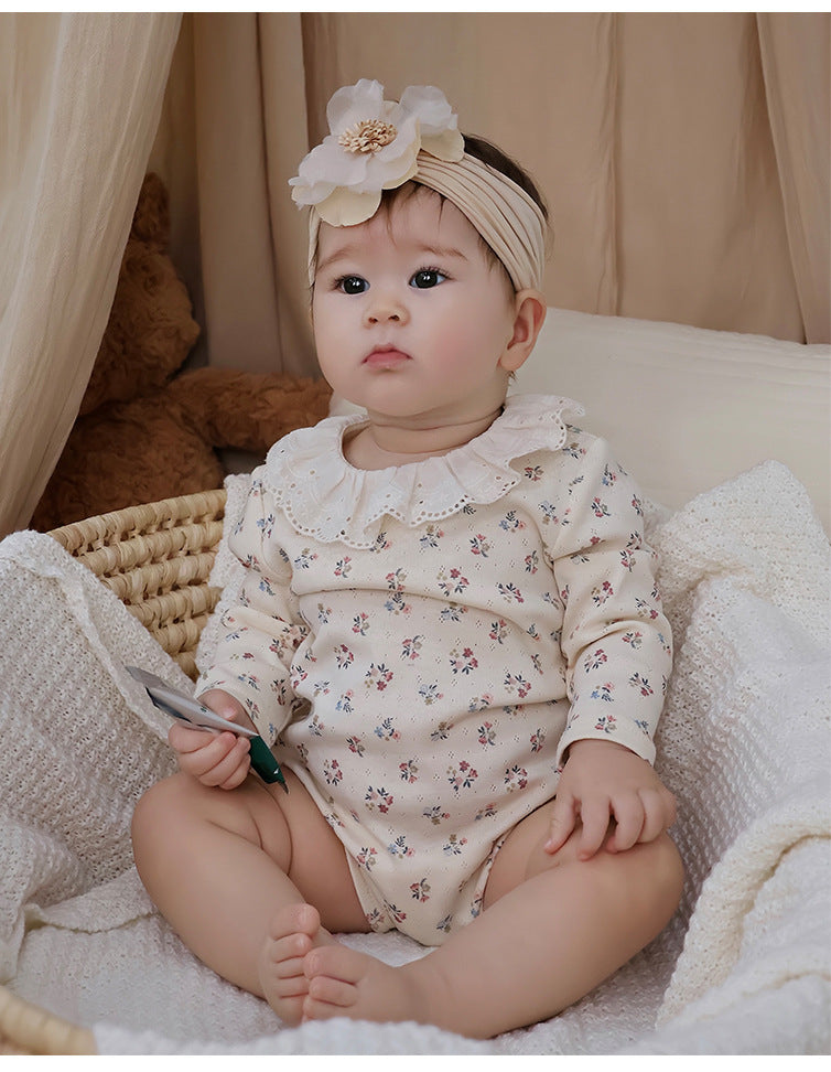Lace Collar Floral Romper レースカラー 長袖ロンパース【mh0012328】 Beitaoya