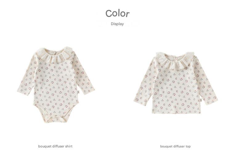 Lace Collar Floral Romper レースカラー 長袖ロンパース【mh0012328】 Beitaoya