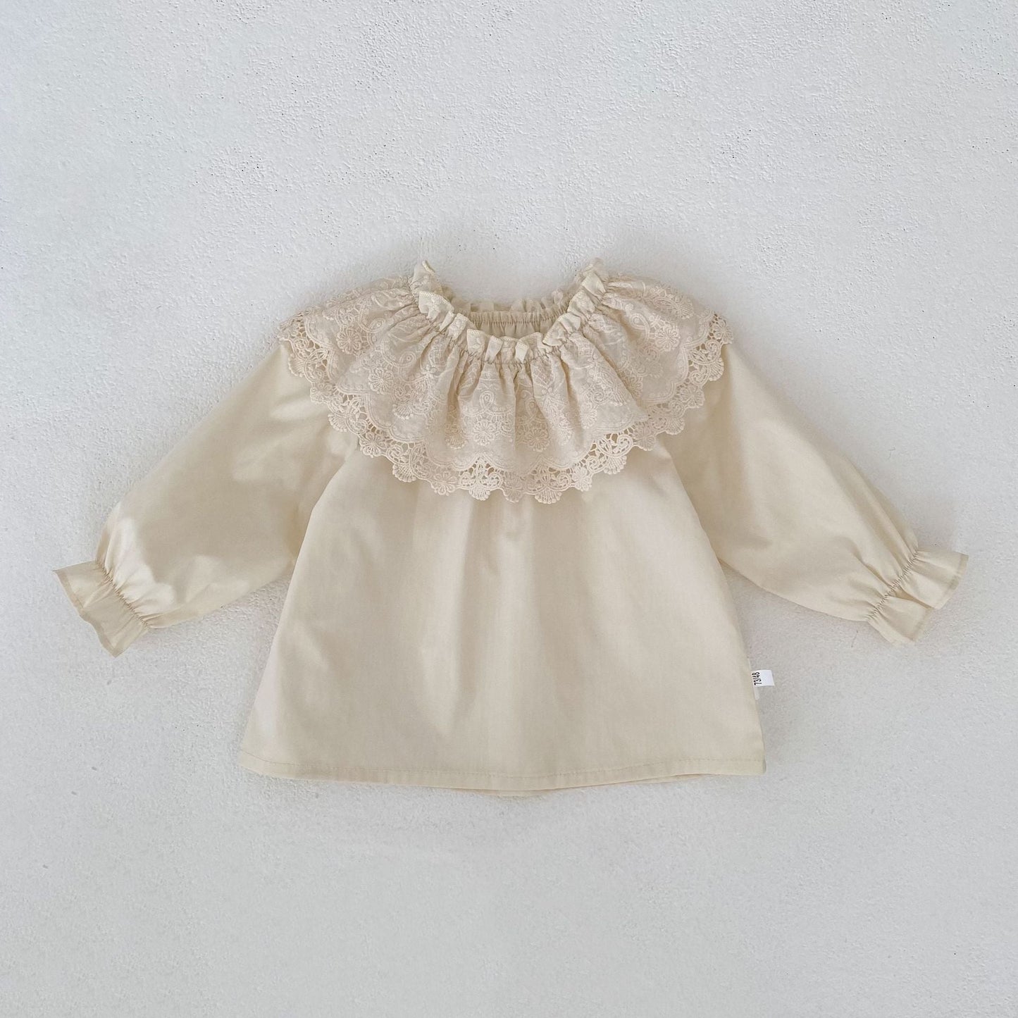 Lace Collar Long Sleeve Blouse ビックレースカラー 長袖ブラウス【mh0012400】 Apricot / 73cm Engepapa