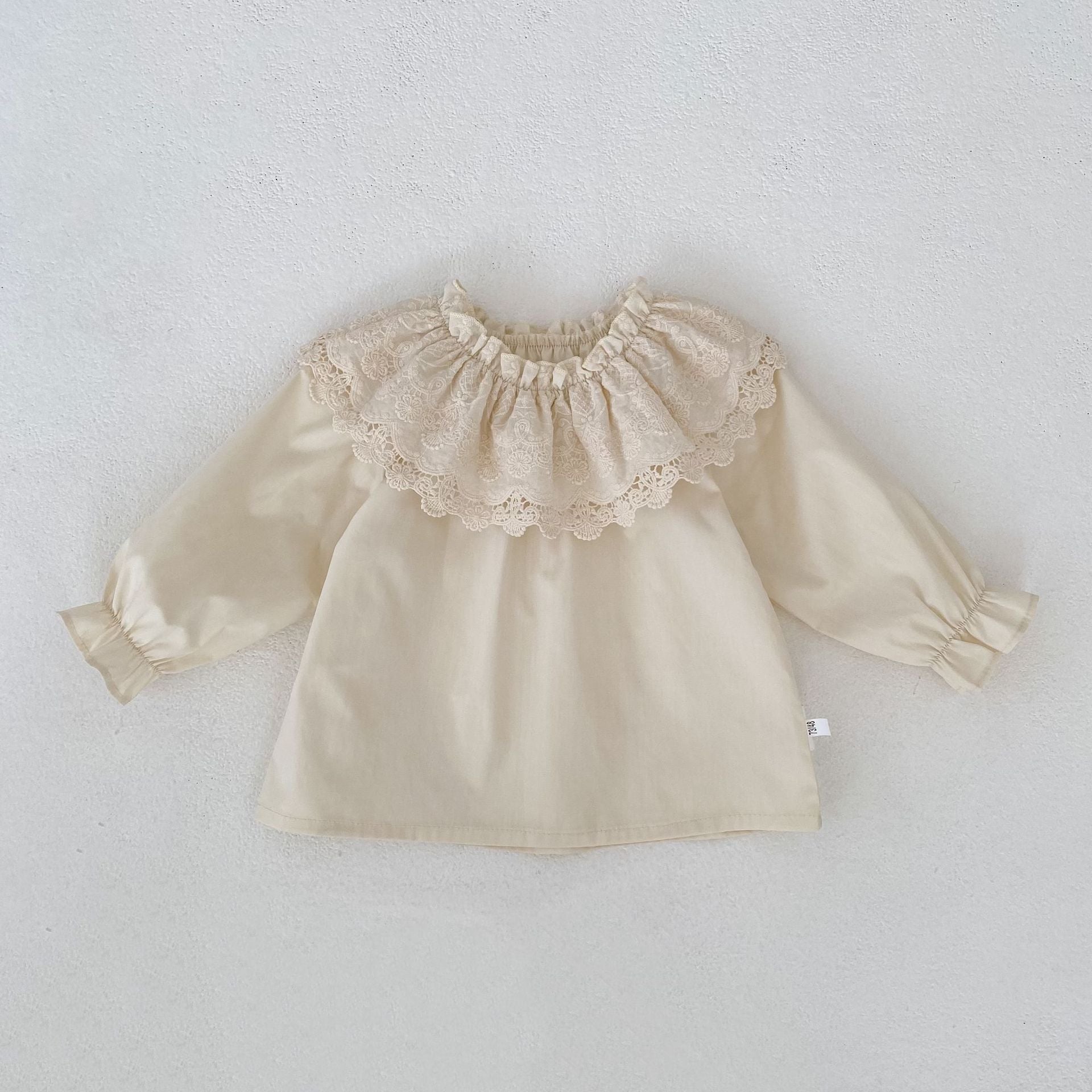 Lace Collar Long Sleeve Blouse ビックレースカラー 長袖ブラウス【mh0012400】 Apricot / 73cm Engepapa