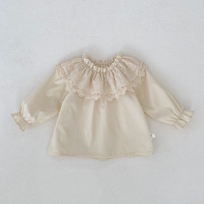 Lace Collar Long Sleeve Blouse ビックレースカラー 長袖ブラウス【mh0012400】 Apricot / 73cm Engepapa