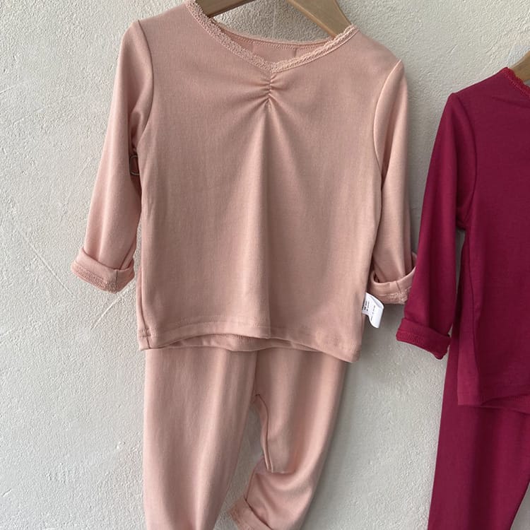 Lace Collar Loungewear Set レース襟 ルームウェア セットアップ【mh0012691】 BBAMMA 長袖パジャマ