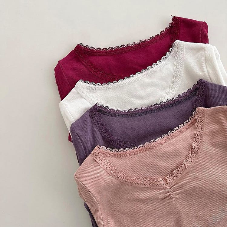 Lace Collar Loungewear Set レース襟 ルームウェア セットアップ【mh0012691】 BBAMMA 長袖パジャマ