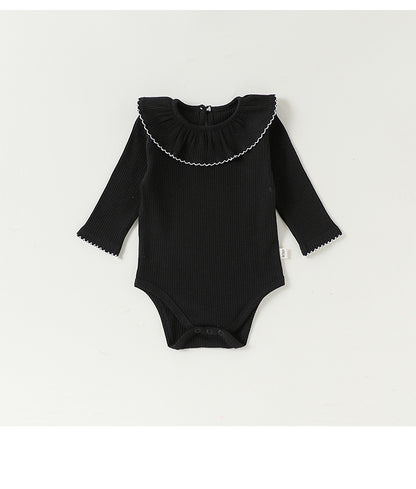 Lace Collar Ribbed Romper レース襟 長袖ロンパース【mh0012341】 Beitaoya