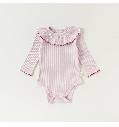 Lace Collar Ribbed Romper レース襟 長袖ロンパース【mh0012341】 Beitaoya