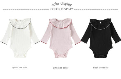 Lace Collar Ribbed Romper レース襟 長袖ロンパース【mh0012341】 Beitaoya