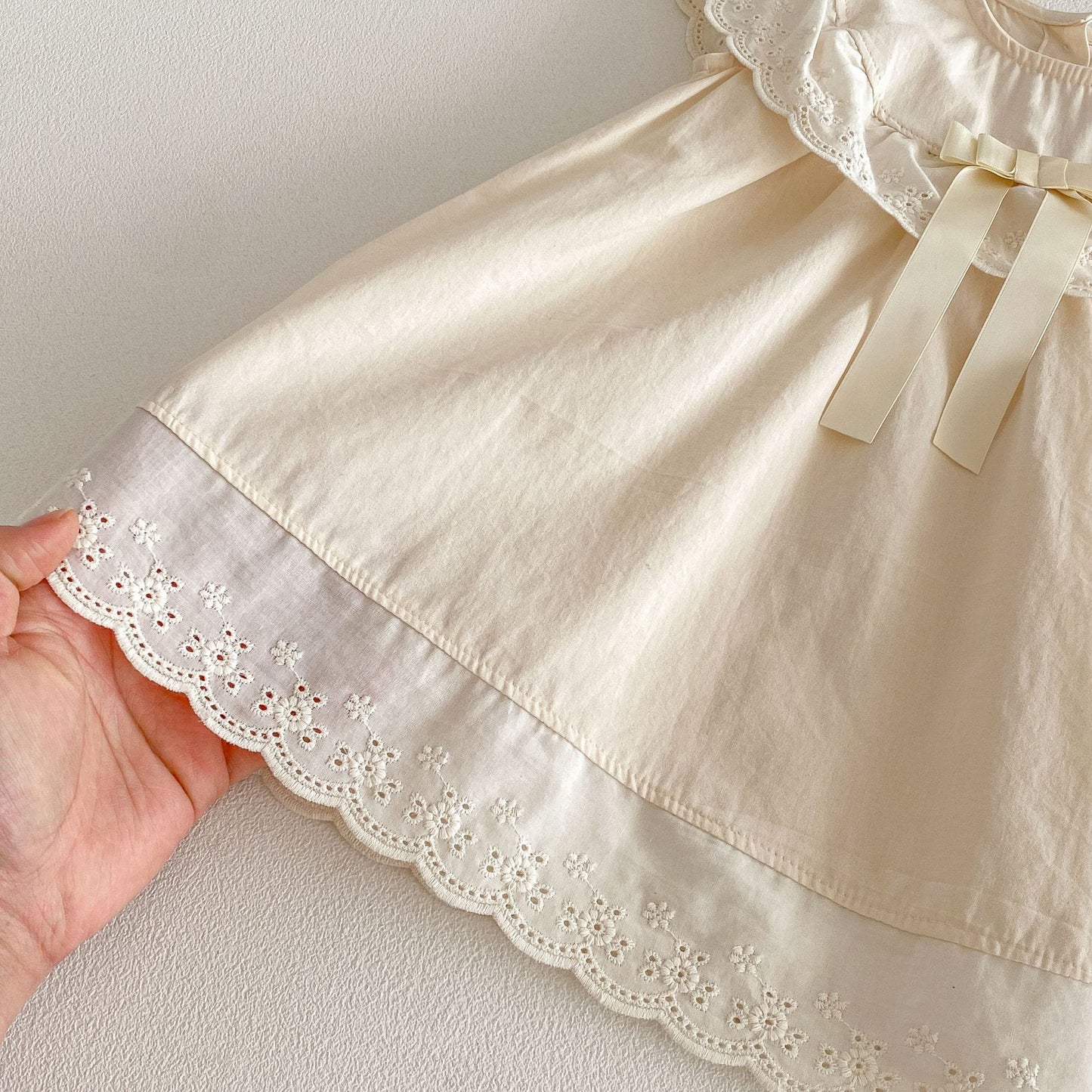 Lace Collar Ribbon Cotton Dress レース襟 リボン ノースリーブ ワンピース【mh0012712】 angou ノースリーブワンピース