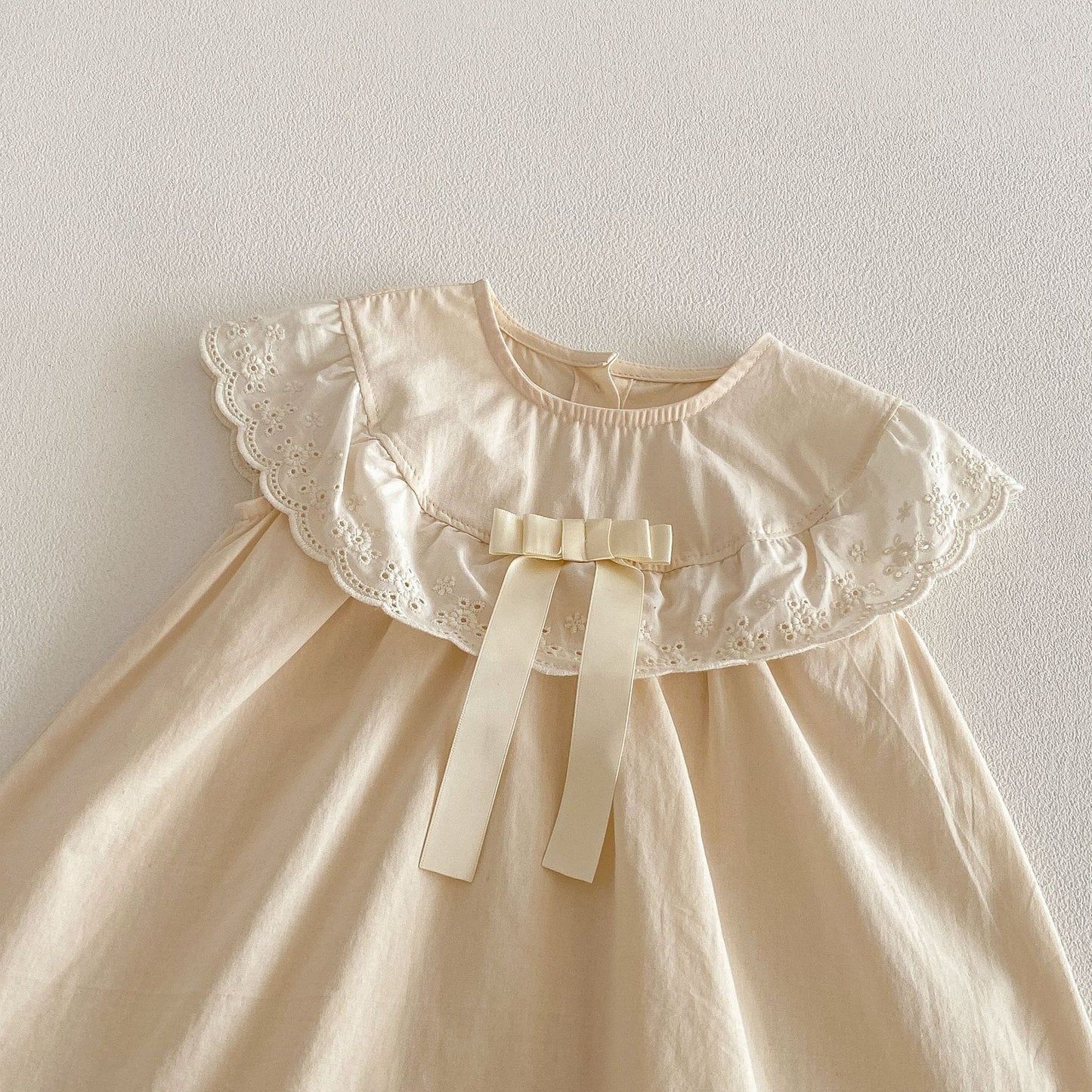 Lace Collar Ribbon Cotton Dress レース襟 リボン ノースリーブ ワンピース【mh0012712】 angou ノースリーブワンピース