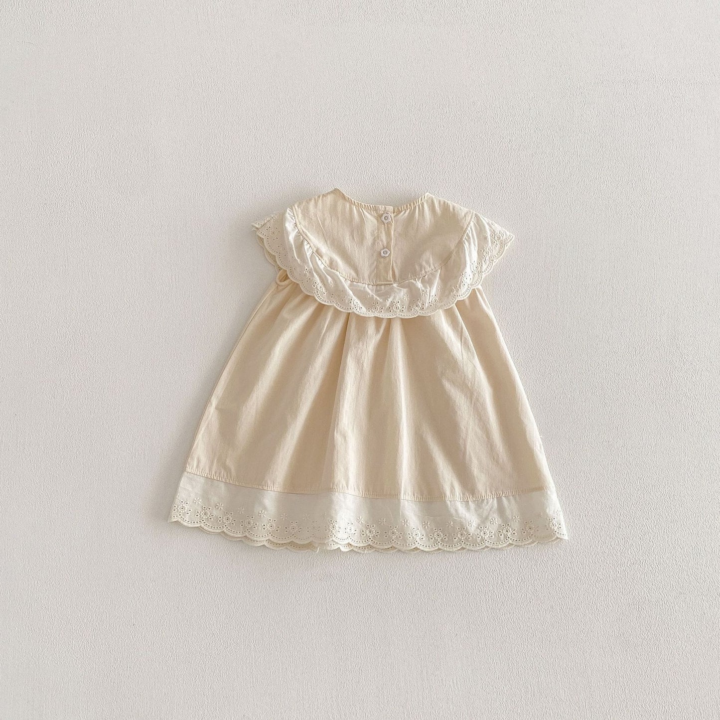 Lace Collar Ribbon Cotton Dress レース襟 リボン ノースリーブ ワンピース【mh0012712】 angou ノースリーブワンピース