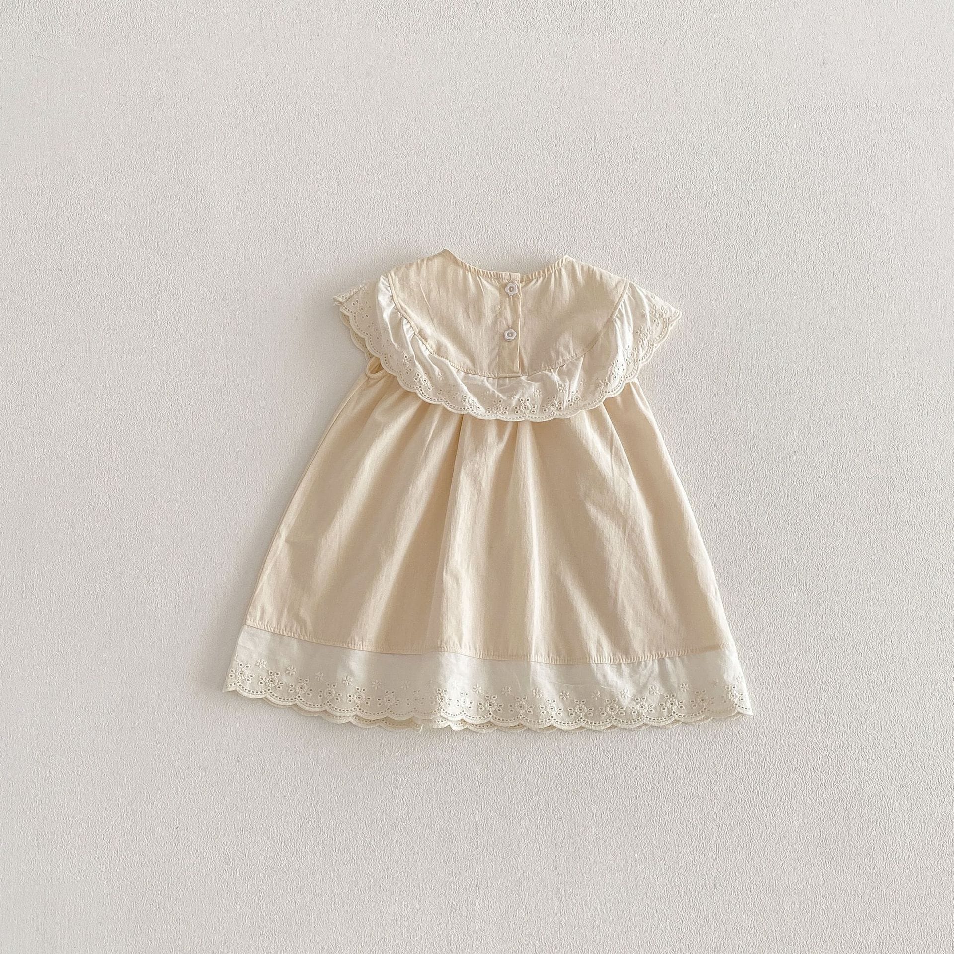 Lace Collar Ribbon Cotton Dress レース襟 リボン ノースリーブ ワンピース【mh0012712】 angou ノースリーブワンピース