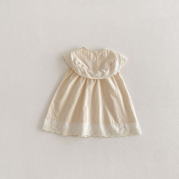 Lace Collar Ribbon Cotton Dress レース襟 リボン ノースリーブ ワンピース【mh0012712】 angou ノースリーブワンピース